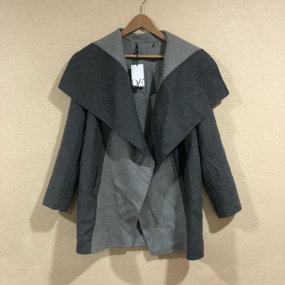 NWT Diane von Furstenburg Shannon wool two tone gray coat